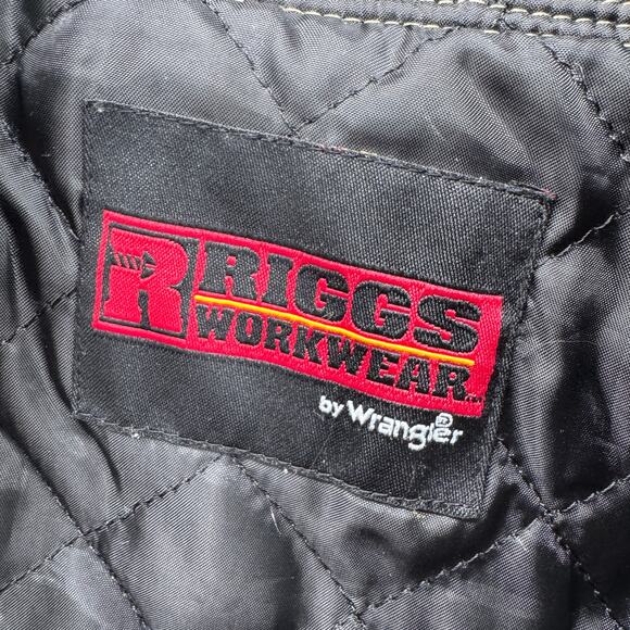 Wrangler Riggs Jacket Mens Medium Utility Vest Workwear Short Fit Khaki Green - Picture 2 of 6